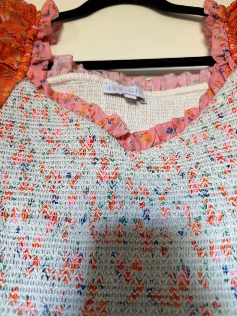 Ivy City Co Orange & Pink Floral Tiered Midi Dress - Picture 4 of 4